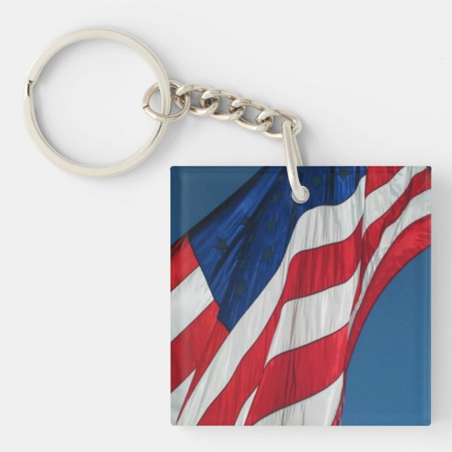 Patriotic American Flag Acrylic Keychains (Front)