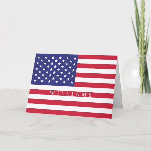 Patriotic American Flag Add Name Card (Front)