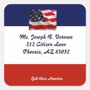 Patriotic American Flag address label