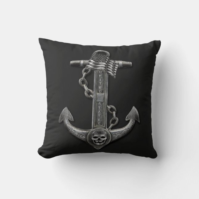 Patriotic American flag anchor pirate nautical  Cushion (Front)