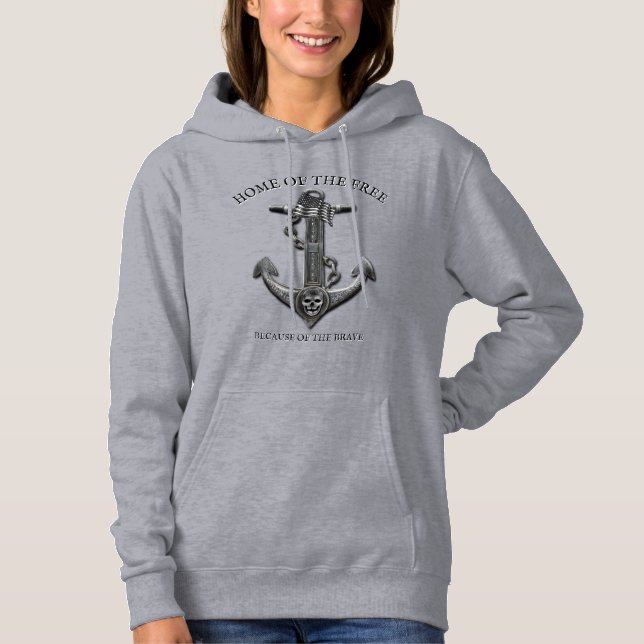 Patriotic American flag anchor pirate nautical  Hoodie (Front)