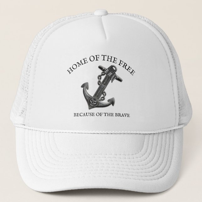 Patriotic American flag anchor pirate nautical  Trucker Hat (Front)