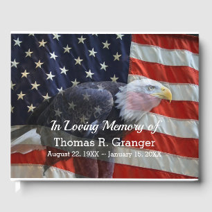 Patriotic American Flag and Eagle Guest Book