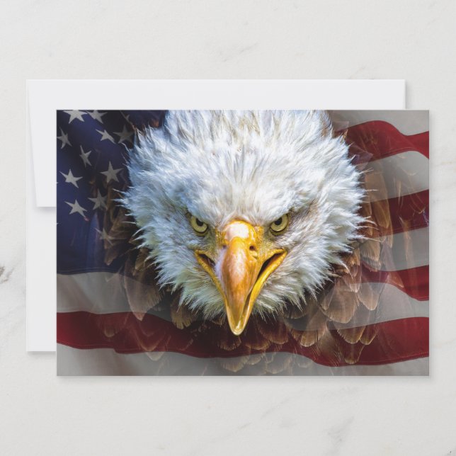 Patriotic American Flag and Eagle Invitation (Front)