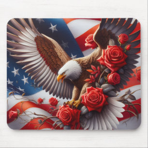 Patriotic American Flag and Eagle Mouse Mat
