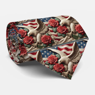Patriotic American Flag and Eagle Tie
