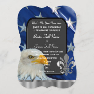 Patriotic American flag and eagle wedding Invitation