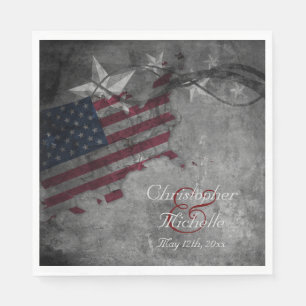 Patriotic American Flag and Stars Wedding Napkin