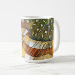 Patriotic American Flag Antiqued Mug