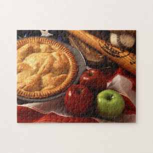 Patriotic American Flag Apple Pie Baseball Bat Jigsaw Puzzle