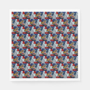 Patriotic American Flag Bald Eagle Wolf Napkin