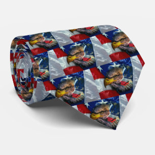 Patriotic American Flag Bald Eagle Wolf Tie