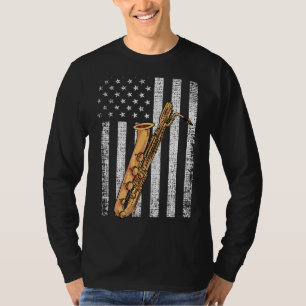 Patriotic American Flag Baritone Saxophone Player T-Shirt