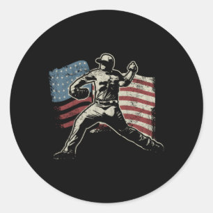 Patriotic American Flag Baseball Baseball Classic Round Sticker