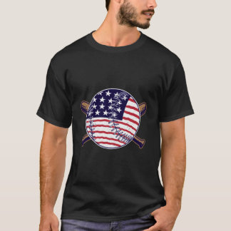 Patriotic American Flag Baseball Softball Graphic  T-Shirt