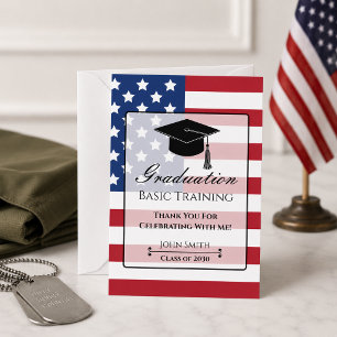 Patriotic American Flag Basic Training Graduation Thank You Card