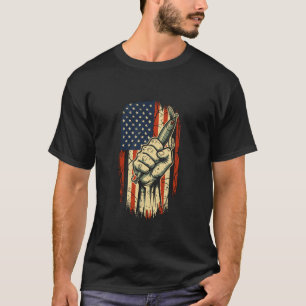 Patriotic American Flag Bass Fishing Lure Fist Pow T-Shirt