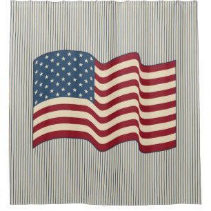 Patriotic American Flag Bathroom Shower Curtain