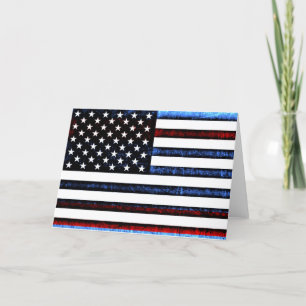 Patriotic American Flag Black Greeting Card