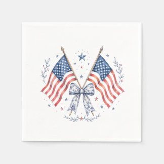 Patriotic American Flag Bow Cocktail Napkns Napkin