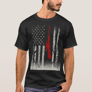 Patriotic American Flag Buck Hunting Gift For Hunt T-Shirt
