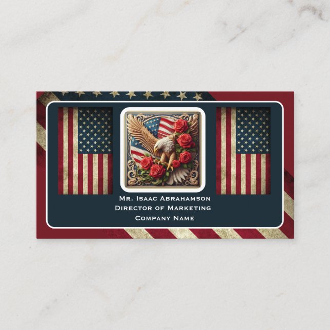Patriotic American Flag Business Card (Front)