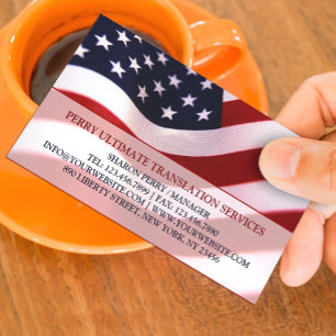 Patriotic American Flag Business Card Template 