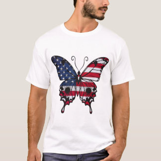 Patriotic American Flag Butterfly T-Shirt