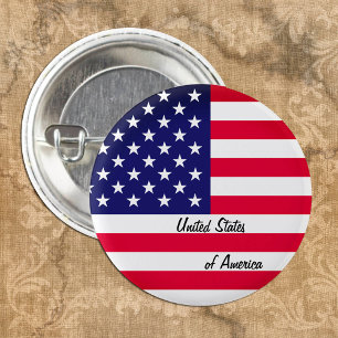 Patriotic American Flag button, USA, United States 3 Cm Round Badge