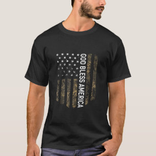 Patriotic American Flag Camo God Bless America USA T-Shirt