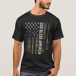Patriotic American Flag Camo God Bless America USA T-Shirt