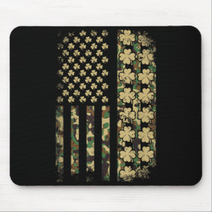 Patriotic american flag camouflage shamrock stPatr Mouse Mat