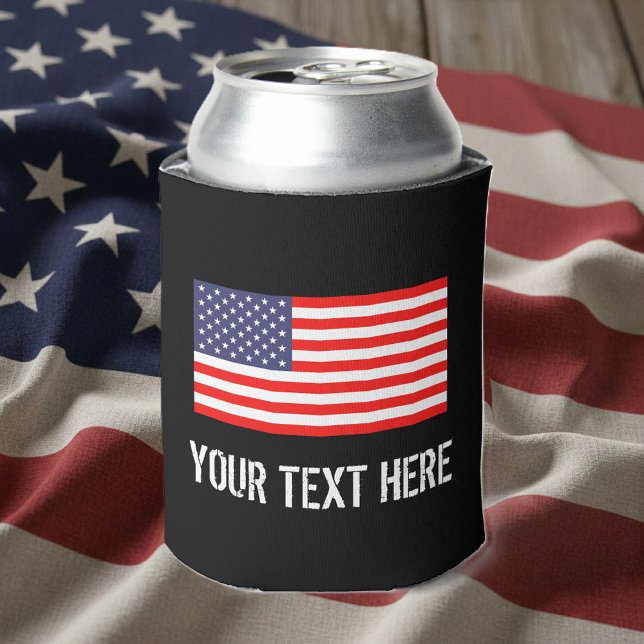 Patriotic American flag can cooler | Personalise (usa flag can cooler)