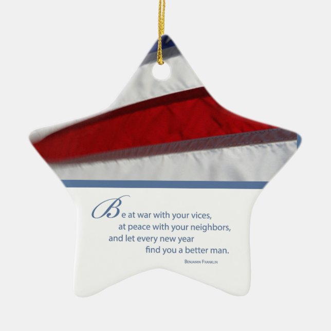 Patriotic, American Flag Ceramic Tree Decoration (Front)