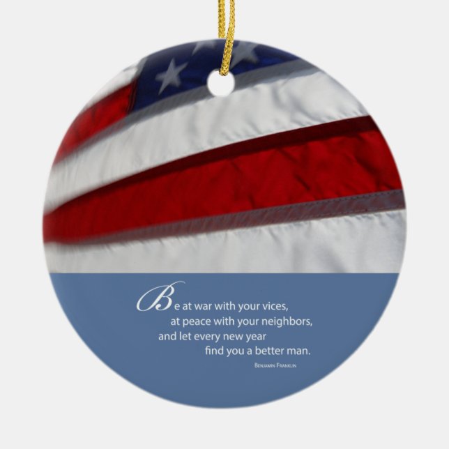 Patriotic, American Flag Ceramic Tree Decoration (Front)