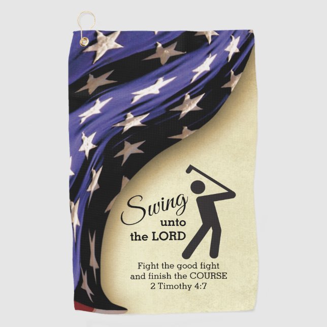 Patriotic American Flag Christian Golf Towel (Front)