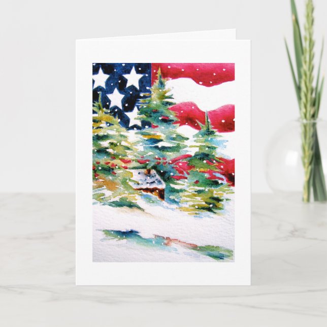 Patriotic American Flag Christmas Card (Front)