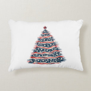 Patriotic American Flag Christmas Tree Decorative Cushion