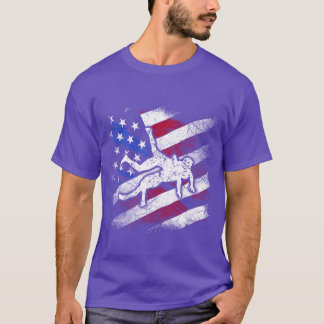 Patriotic American Flag Combat Sports Wrestler fun T-Shirt