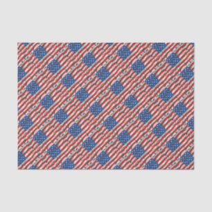Patriotic American Flag Cracked Worn Paint Tissue Paper