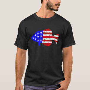 Patriotic American Flag Crappie Fishing T-Shirt
