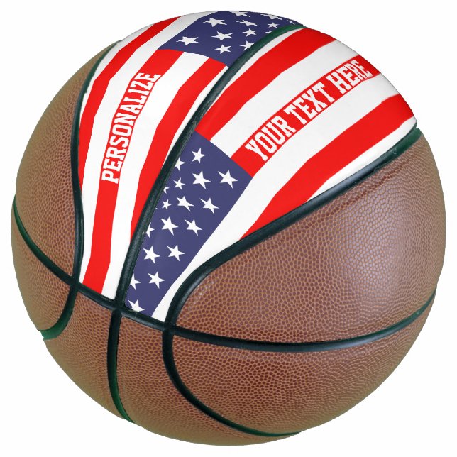 Patriotic American flag custom basketball gift (Angled)