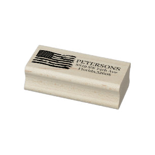 Patriotic American Flag Custom Return Address Rubber Stamp