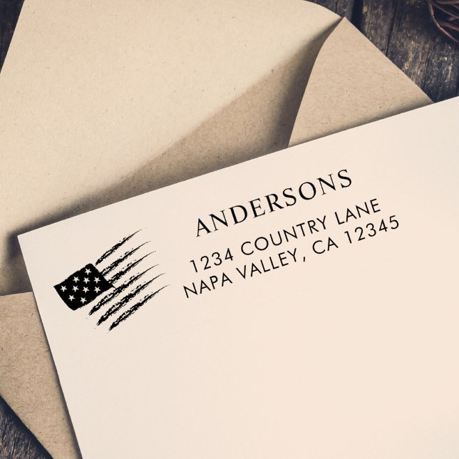 Patriotic American Flag | Custom Return Address Self-inking Stamp (Creator Uploaded)