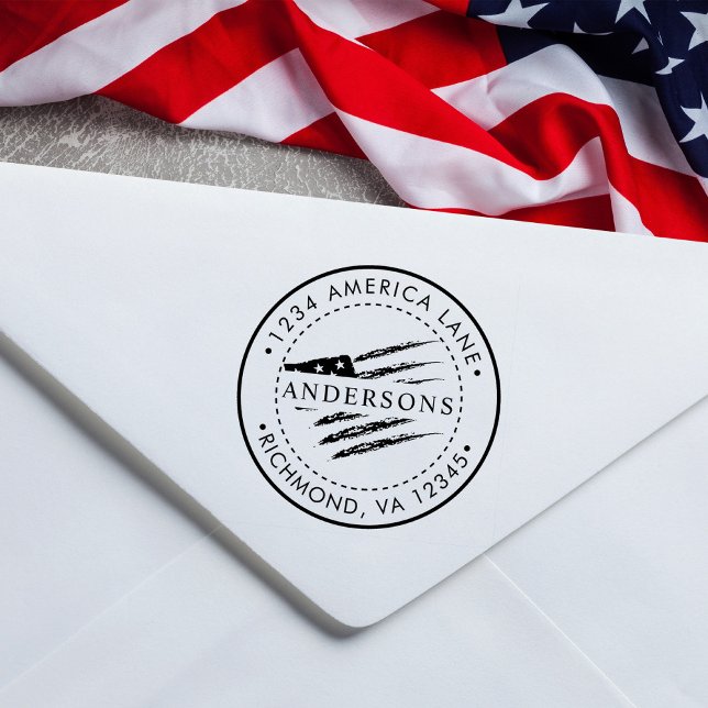 Patriotic American Flag | Custom Return Address Self-inking Stamp (Creator Uploaded)