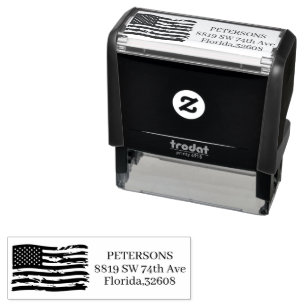 Patriotic American Flag   Custom Return Address Self-inking Stamp