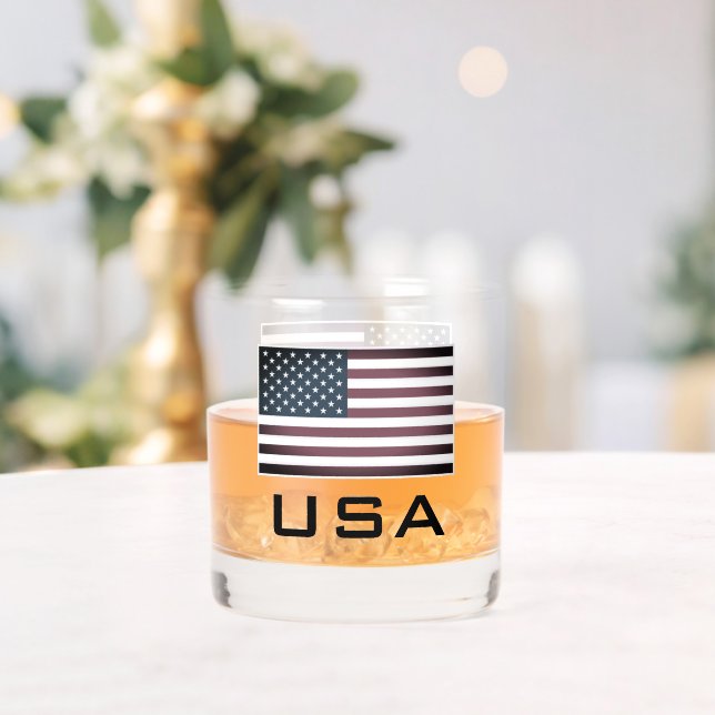 Patriotic American flag custom whiskey drink glass (Insitu (Wedding))