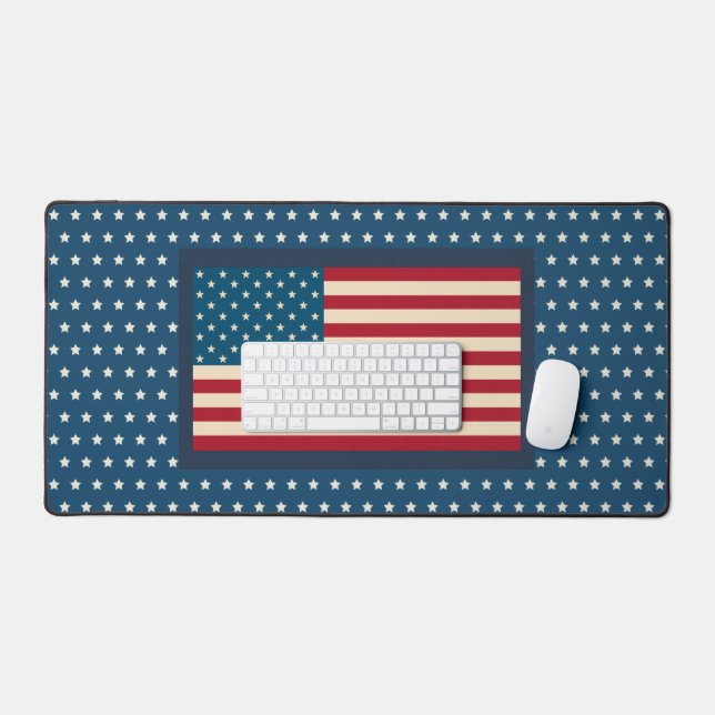 Patriotic American Flag Desk Mat Gift (Keyboard & Mouse)
