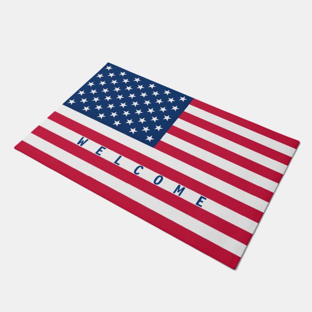 Patriotic American Flag Doormat (Angled)