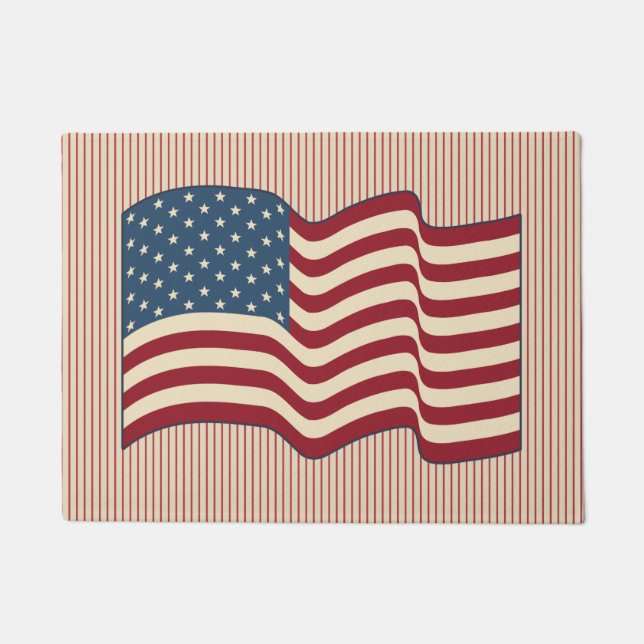 Patriotic American Flag Doormat Rug Gift (Front)